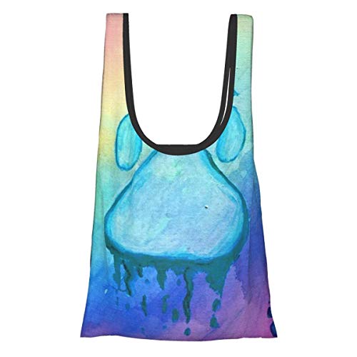 Top-T - Bolsa de papel pintado con diseño de huellas en el corazón impermeable y ligera, de gran capacidad, respetuosa con el medio ambiente, con asas para ir de compras, biblioteca y comestibles