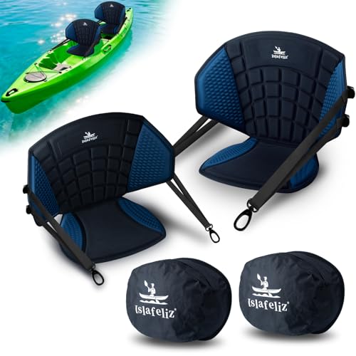 Islafeliz Upgraded Kayak Seat with Back Support & Enhanced Side Support, 2-Pack Universal Folding Paddle Board Seat for Inflatable Kayak, Canoe, SUP, Fishing Boat