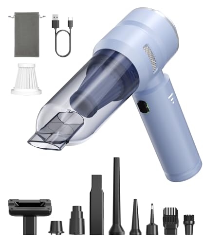 Image of VNOST Car Vacuum,3 Suction Modes,Portable Mini Cordless Cleaner with 50000pa Suction Power,Type-C Charge,Handheld Vacuum for Home,Car,Birthday Gifts for Men Dad Husband(Blue)