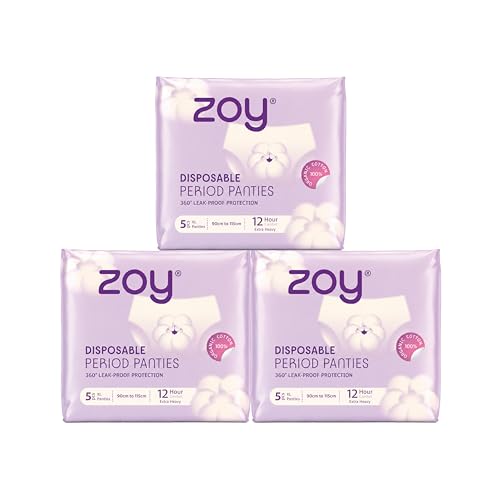 Image of ZOY Disposable Period Panties XL for Women | 360 Leak-Proof Protection, High Absorbency (Up to 12 Hours), Breathable & Rash-Free | All-in-One Period Underwear for Heavy Flow, Overnight & Postpartum | Pack of 15