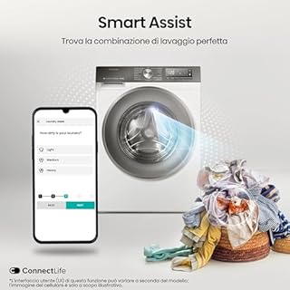 Hisense WD3S1043BW7 Lavasciuga 10,5 + 6 Kg, 1400 Rpm, 19 Programmi Automatici, Vapore, Motore Inverter, Classe Energetica A-20%/D, Display Led, Grigio, WiFi