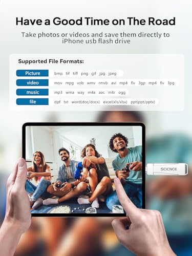 Image of 128GB Flash Drive Intended for iPhone, USB Memory Stick Storage Backup for Photos Videos, Plug and Play No APP Required, Compatible with iPhone iPad Android and Computers (Metal Silver)