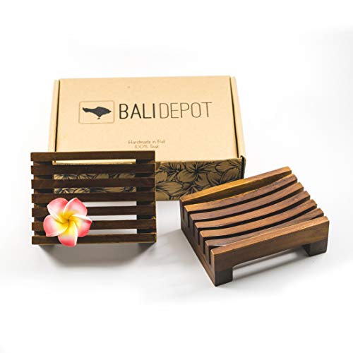 Bali Depot 43528-78809 Teak Soap Dish Gift Set - Bundle Of 2 Handcrafted Soap Dishes - Handmade In Bali, Stylish, Nontoxic, Recycled, Soap Holder Is Perfect For Shower, Bathroom thumb #5