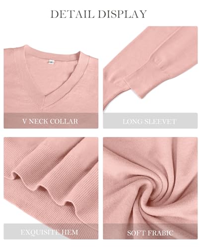 Image of Women's Spring Sweaters 2026 Casual Long Sleeve Pullover V Neck Lightweight Sweatshirts Cute Blouse Tops