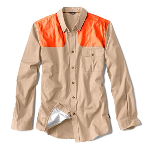 Orvis Men’s Midweight Shooting Shirt - Mens Button Down Long Sleeve Shirts with Ambidextrous Quilted Shooting Patches
