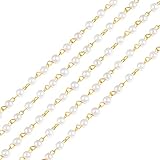 Material de calidad: la cadena de perlas está hecha de perlas de vidrio y cadena de hierro, no es fácil de romper, es duradera y resistente para su uso prolongado.