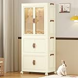 Roqao Tragbarer Kleiderschrank mit Rollen | Klappkommode mit Kleiderstange aus Kunststoff | Aufbewahrungsorganizer für Kinderkleidung & Spielzeug | Robuste mobile Aufbewahrungsbox