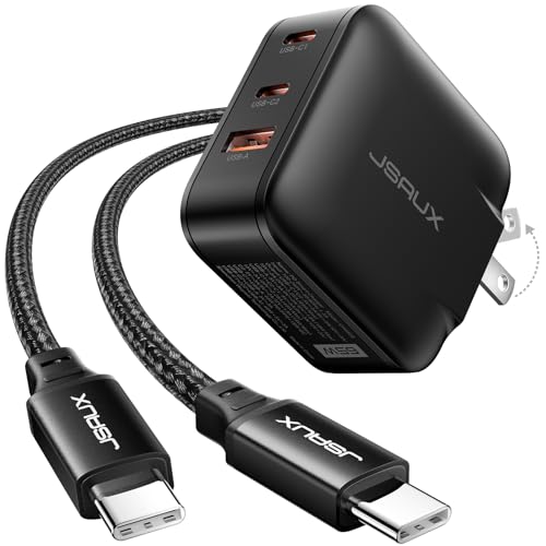 JSAUX 65W USB C }[d PSEF؍ς 3|[g GaN [dubN ܂肽ݎvOt 2m USB C P[ut m[gPCEiPhone 17EGalaxyESwitch 2ESteam Deck Ή RpNg[d