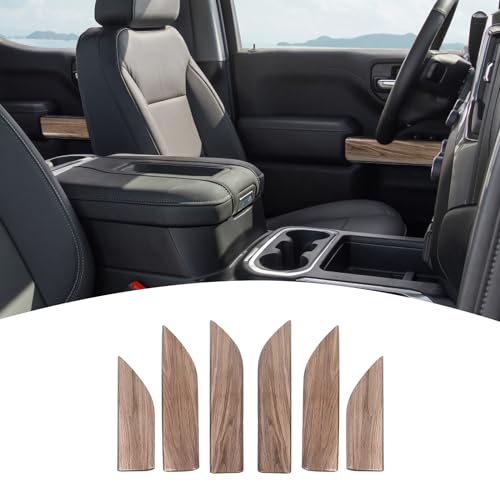 PDKLIN for Silverado Inner Door Panel Trim Cover for Chevy Silverado/GMC Sierra 2019-2022 Brown Wood Grain Interior Accessories 6pcs by PDKLIN - Used condition - US$35.00