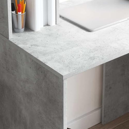 Bureau d'ordinateur gain de place béton gris pour résoudre le manque d'espace