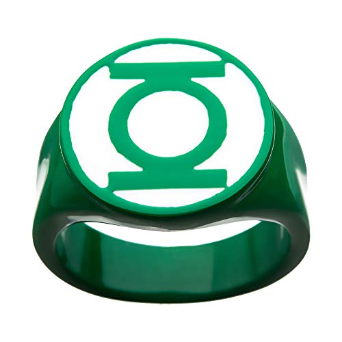 DC Comics Superheroes Men's Stainless Steel Logo Ring Jewelry - NYCC 2019 Exclusive (Green Lantern Ring - Comic Style, 10)