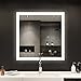 BATH KNOT Led Bathroom Mirror Lighted Backlit Wall Mounted Square Mirror with Defogger Button and Dimmable Memory Touch Button, Very Light White Color Vanity Mirror, 36 x 36 Inch