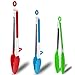 DeroTeno Kitchen Tongs with Silicone Tips and Stands, Cooking Tongs, Bbq Grill Tongs, Set of 3