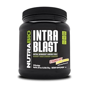 NutraBio Intra Blast and Pre-Workout Powder – Advanced Electrolyte Performance Drink – Amino Acid Recovery, EAA/BCAA Formula – Non-GMO and Gluten Free – Strawberry Lemon Bomb – 30 Servings