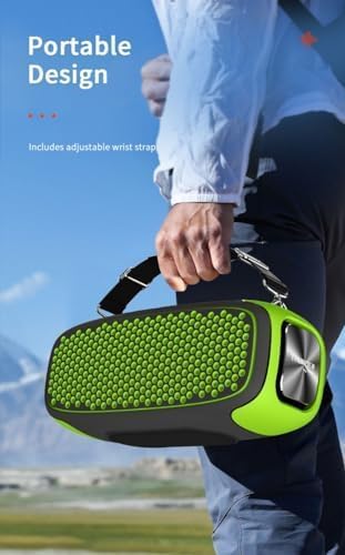 Person carrying the WIWU P16 Max Wireless Speaker with its adjustable strap, highlighting portability.