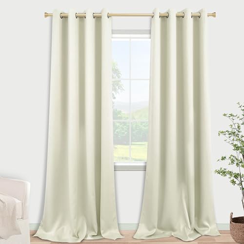 Image of KOUFALL Beige Blackout Curtains for Living Room 52x102 Inch Length