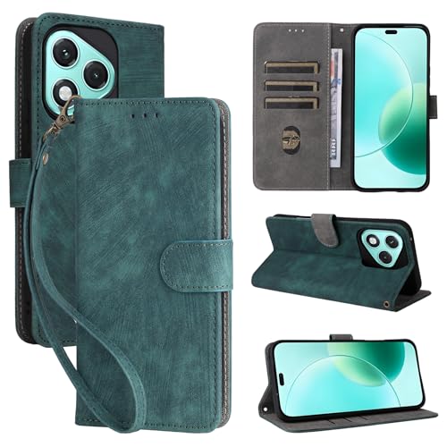 For Honor 400 Lite Flip Cover with Detachable lanyard, PU Leather Full Body Protection Shockproof Flip Mobile Phone Case, RFID Anti-theft Brush Folio Wallet Case
