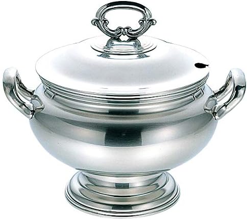 Sanho Sangyo 03044130 Serving Cutlery, Silver, 10.1 fl oz (3,000 cc), B Round Soup Tulin
