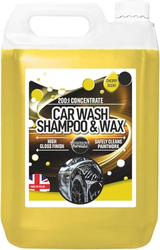 Image of 5 Litres Car Wash Shampoo & Wax High Gloss Finished Powerful Formula Instantly Removes Dirt (1 x 5 Litres)