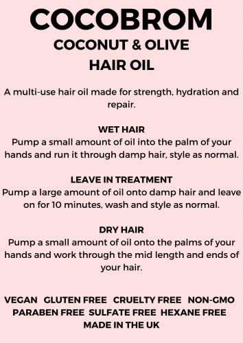 COCOBROM Premium Coconut & Olive Hair Oil, Restore Dry Damaged Hair for All Hair Types 100ml - Image 5