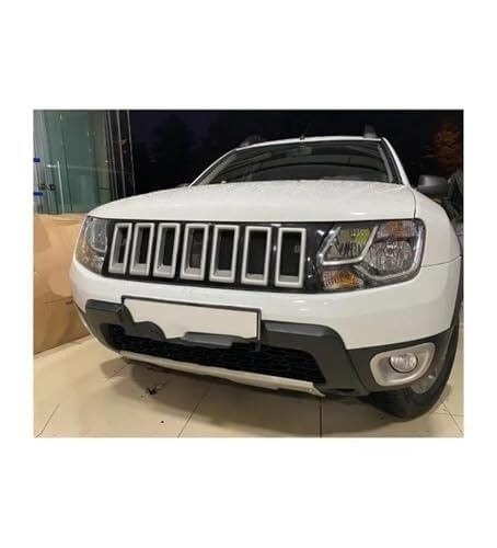 Heckspoiler Kompatibel mit Dacia Für Duster Jeep Style 2009–2017 Auto-Heckspoiler Frontgrill Stoßstange Auto Autozubehör Body Kit Seitenschweller Frontstoßstangen(Gloss Black)