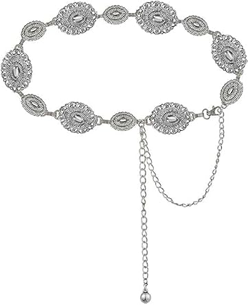 Western Metal Belt Silver Chian Belt for Jeans Dresses
