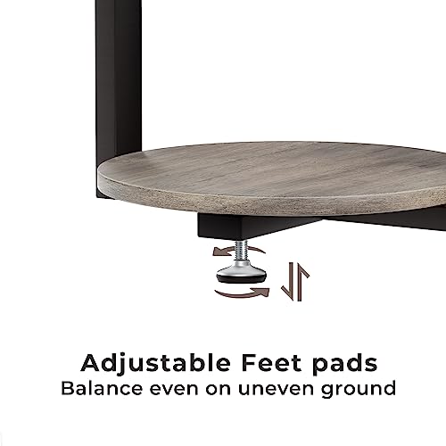 Herture Round End Table with Charging Station, Side Table with USB Ports and Outlets, Nightstand Bedside Table with 3-Tier Shelves, Small Accent Table for Living Room Bedroom, Greige PH01BHZ - Thumbnail 6