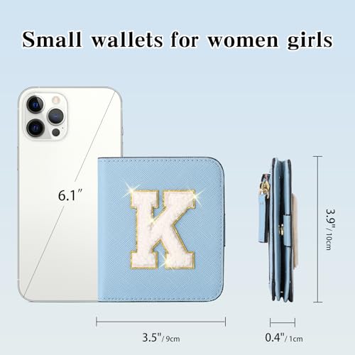 Image of RNIEGA Initial Wallet Women Small Teen Girl Gifts Trendy Stuff Girls Wallets Personalized Christmas Birthday Gift for Women Friends Daughter Granddaughter 6 7 8 9 10 11 12 13 Year Old Blue K