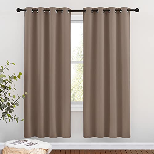 NICETOWN Kitchen Blackout Curtains and Drapes - Triple Weave Energy Saving Thermal Insulated Solid Grommet Blackout Panels for Patio (1 Pair, 46 inche