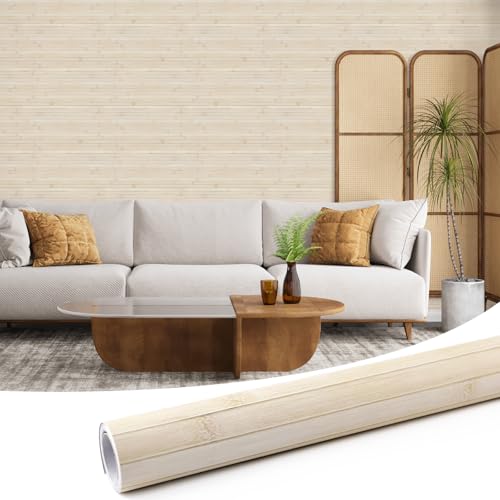Yun-aeon Pole Wrap Bamboo Striped Peel and Stick Wallpaper Textured