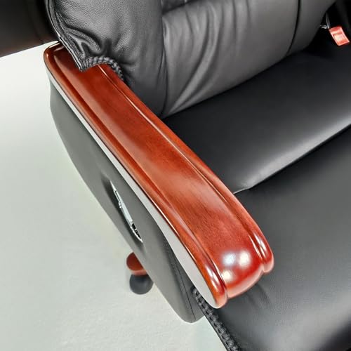 Image of Lakdi The Furniture High Back Director & Executive Chair for Office High-Back Leatherette with Recliner & Adjustable Height and Wooden Base and Walnut Polish - 111011293 Black
