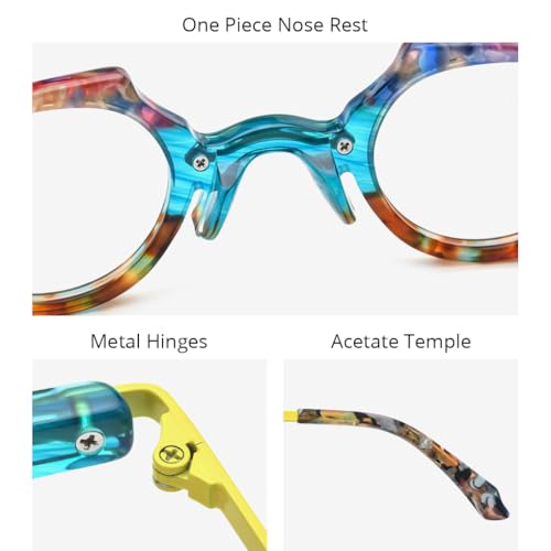 Image of HEPIDEM Acetate Glasses Frame Alloy Temple Men Small Retro Round Eyeglasses Women Optical Spectacles