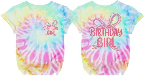 Image of YHHR Birthday Girl Shirt Tie Dye Girls Birthday Shirts 7-14 Year Kids Tops