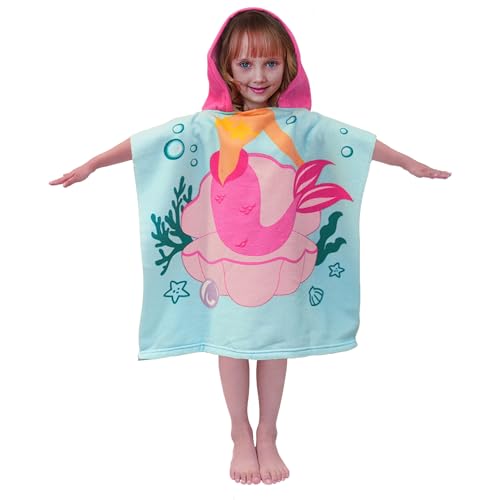 growell Toallas de playa con capucha para niños, toalla de baño para niños de 1 a 6 años, toallas de piscina para niños, toallas de piscina de secado rápido, toalla poncho de microfibra suave, 24 x 23
