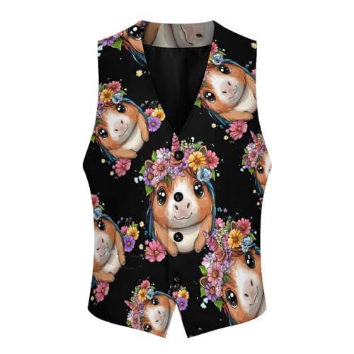 Guinea Pigs Un-icorns Men's Suit Vests Business Formal Dress Vest V-Neck Waistcoat for Wedding Casual4