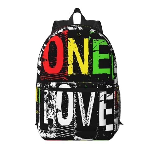 One Loves Jamaican Rasta Reggae 17 Inch Backpacks Multipurpose Laptop Backpack Double Shoulder Bag for Men Women Gifts