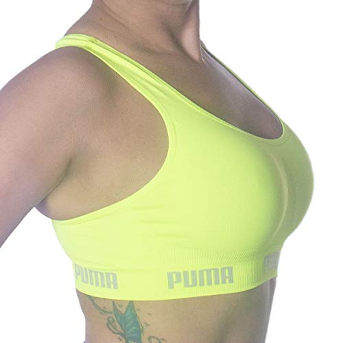 Top Sem Costura, Puma, Feminino, Limão Fluor, M