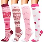 DRESHOW 4 Pairs Compression Socks For Women&Men Circulation Best Support for Athletic Running Cycling Travel