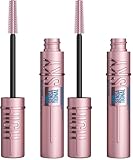 Maybelline New York, Máscara de Pestañas Lash Sensational Sky High Waterproof, Longitud sin Límites y Volumen Redefinido, Resistente al Agua, Negro (Paquete de 2)