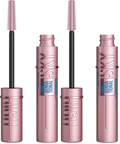 Maybelline New York, Máscara de Pestañas Lash Sensational Sky High Waterproof, Longitud sin Límites y Volumen Redefinido, Resistente al Agua, Negro (Paquete de 2)