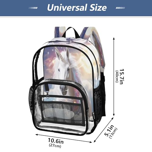 White Horse Clear Backpack - Stadium Approved Large 15.7-inch Waterproof Transparent Bag for Sports, Concerts, Work, Travel#1174