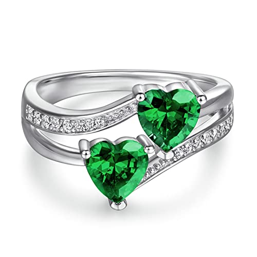 Bague argent véritable duo de cœurs à porter au quotidien avec oxydes de zirconium