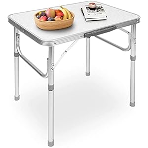 Table de Camping Pliante en Aluminium, Petite Table Pliante Table de Camping Réglable en Hauteur 25-56 cm pour Balcon Pique-nique Pêche Camping-car Table d’appoint Table démontage Rapide