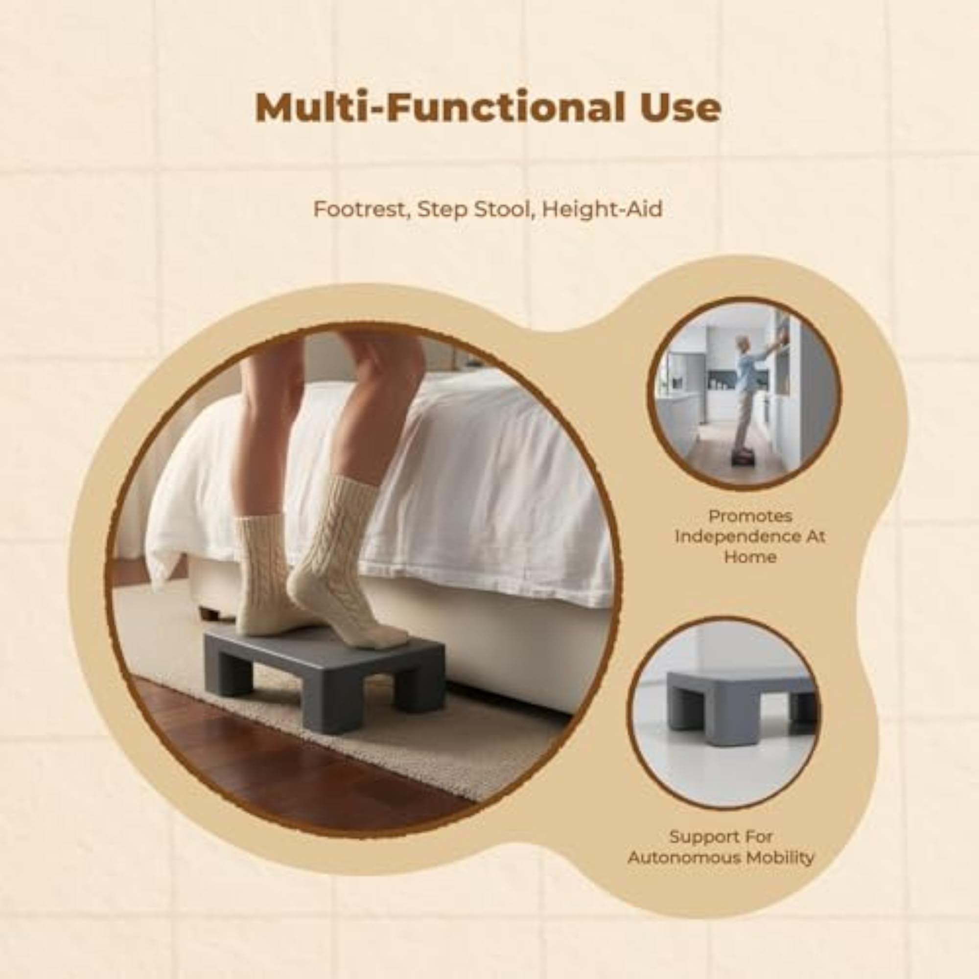 Non-Slip Mobility Aid Step Stool for Elderly Support