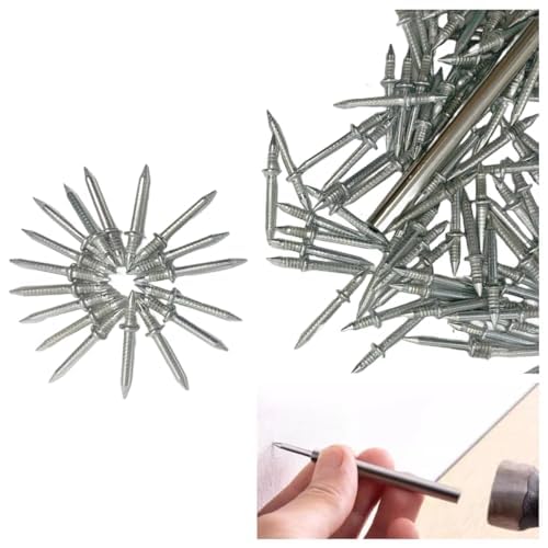 zcfochi 300pcs Double-Head Skirting Thread Seamless Nail, Non Marks Nail, Invisible Security Screw, Double Ended Baseboard Invisible Screw,Hidden Nail for Wood Veneer, with Specific Sleeve Tool (300)