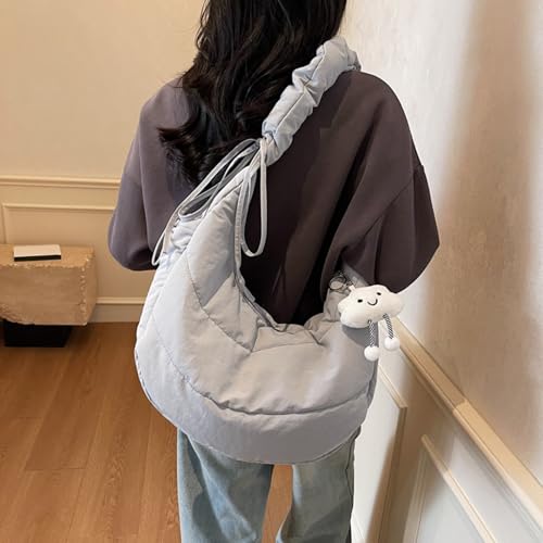 Simple Pleated Bag Large Capacity Casual Shoulder Bag Solid Color Stylish Quilted Sling Bag Travel Date Work Shoulder Bag3