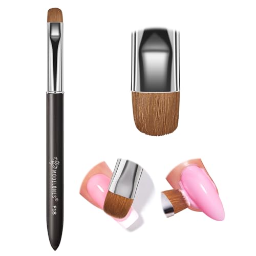 Image of Modelones French Tip Nail Brush Size 18, Kolinsky French Manicure Clean Up Nail Art Brushes for Cuticle & Sidewall Cleaning Builder Poly Nail Gel Polish Design Salon DIY
