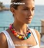 WAINIS 2pcs Colorful Beaded Choker Necklaces for Women Chunky Boho Resin Beads Statement Necklace Summer Handmade Beach Jewelry Gifts Accessories(2C) #1