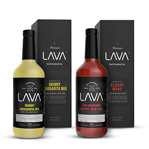 Lava All Natural San Marzano Bloody Mary Mix Craft Cocktail Mixer & Premium Skinny Margarita Mix By Lava Craft Cocktail Co., Low Calorie, Lots Of Flavor And Ready To Use, 1-Liter (33.8Oz) Glas #TOP12