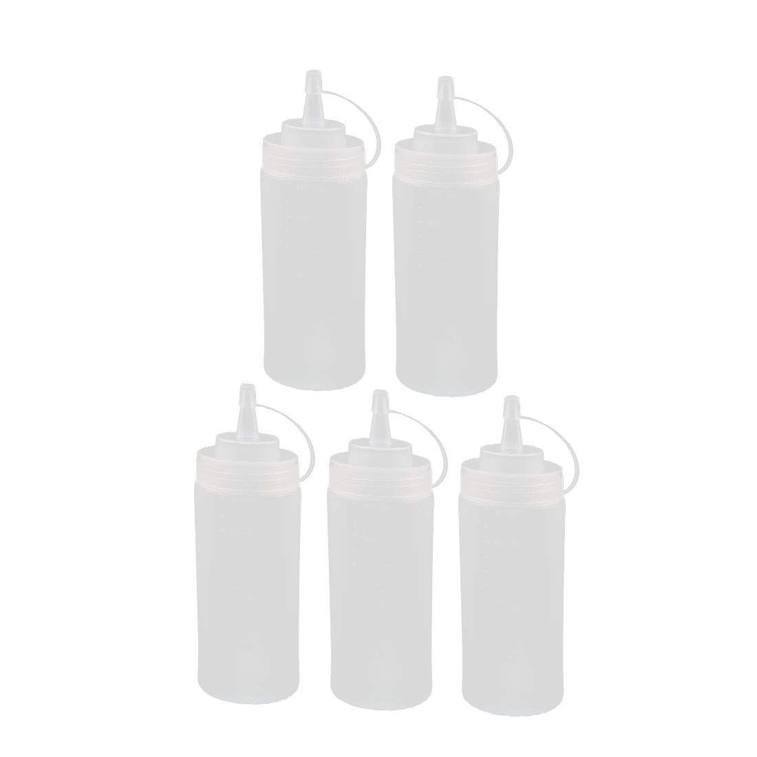 FIYA New Lon0167 5Pcs 360ml 12oz Plastic Food Squeeze Bottles Condiment Ketchup Mustard Oil Salt(5Pcs 360ml 12oz Plastiknahrungsmittelpressung-Flaschen-Würze-Ketchup-Senföl-Salz